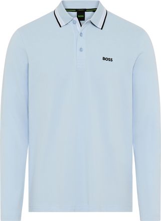 Boss Green by Hugo Boss Langarm-Poloshirt BOSS GREEN Plisy, Herren, Gr. 4XL, open blau464, Jersey, Obermaterial: 100% Baumwolle, regular fit h&uuml;ftlang, V-Ausschnitt, eingesetz