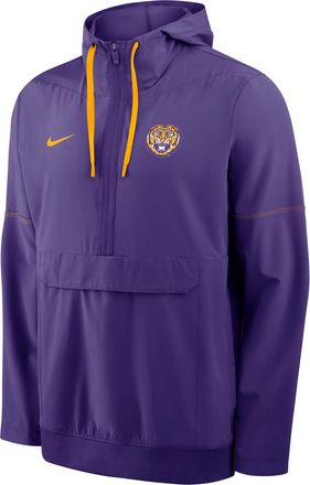 Nike LSU Sideline Anorak Nike Mens College 1/2-Zip Hooded Jacket in Purple | 03AT08DCLSN-PTU