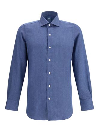 Finamore Katoenen overhemd - Blauw