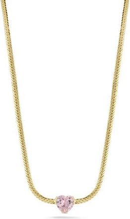 Sphera Milano Cubic Zirconia Heart Snake Chain Necklace in Gold/pink at Nordstrom Rack