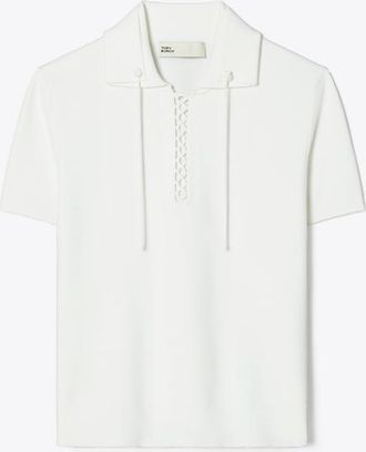 Tory Burch Womens Lace-Up Polo Sweater, size XS