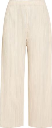 Pleats Please Issey Miyake Pleated Wide-leg Woven Cropped Trousers - Off White - 4