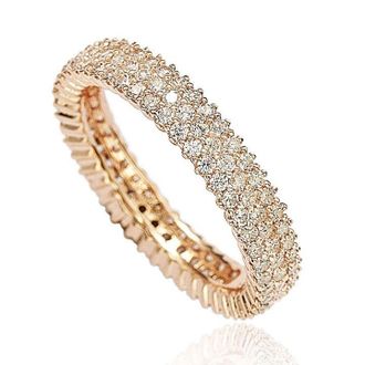 Suzy Levian Rosed Sterling Silver Micro-Pave White Cubic Zirconia Eternity Band