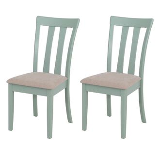 Hhg [non Utilizzato] Set 2x Sedie Cucina Sala Soggiorno Hhg-451 Legno Massello, Struttura Verde Menta Cuscino Beige