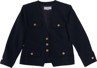 Saint Laurent 1980s long-sleeve jacket - women - Wool/Cupro - 46 - Blue