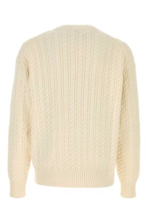 Kenzo Mens White Cotton Blend Sweater Offwhite Exterior: Wool Maglieria