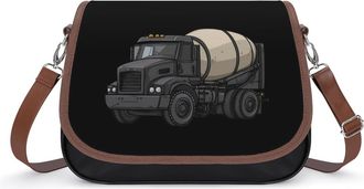 Generic Cement Truck Leather Crossbody Bags for Women Messenger Handbag Purse Shoulder Bag