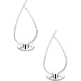 Loops 2 PACK Table Lamp Colour Aluminium Chrome Plated Shade White Plastic LED 14W