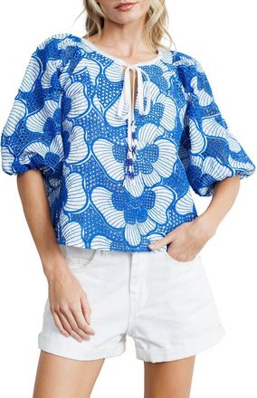 Ciebon Gianna Split Neck Top in Blue at Nordstrom Rack, Size X-Small