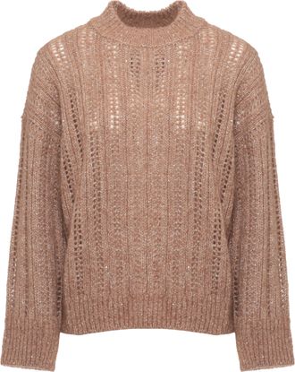 PESERICO Beige Alpaca Blend Sweater With Perforated Pattern