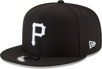 New Era Unisex-Adult MLB 9Fifty Black White Primary Logo Adjustable Snapback Hat Cap One Size Fits All, Pittsburgh Pirates, One size