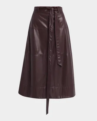 Tanya Taylor Hudley Vegan Leather Midi Skirt