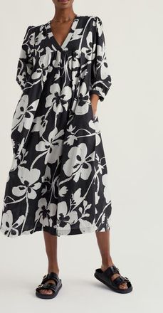 Seasalt Cornwall Earth Floral Organic Cotton Caftan Dress in Blank at Nordstrom, Size 16