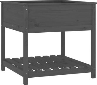 vidaXL Vidaxl - Jardinera Con Estante Madera Maciza Pino Gris 82,5x82,5x81 Cm