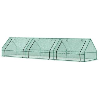 OUTSUNNY Serra per Orto 4x1x0.8 m con 3 Ingressi Avvolgibili Verde
