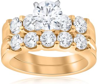 Pompeii3 2 3/4ct Diamond Engagement Matching Wedding Ring Set 14k Yellow Gold