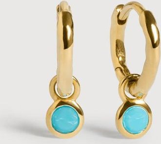 Monica Vinader Gold December Birthstone Huggie Earrings Tuquoise