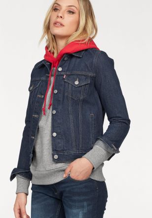Levi's Jeansjacke LEVIS ORIGINAL TRUCKER, Damen, Gr. M (36/38), blau (dunkelblau, washed), Web, Obermaterial: 100% Baumwolle, Abriebeffekte, figurbetont kurz