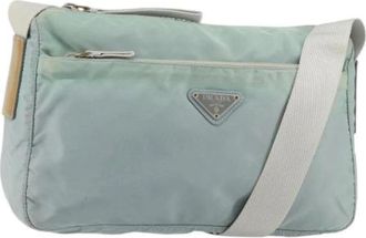 Prada Pre-owned Cross Body Bags, female, Green, Size: ONE SIZE Pre-owned Nylon Cross Body Bag