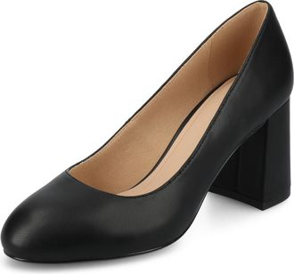 Journee Collection Womens Seraphina Block Heel Dress Pumps, Black, 5.5 UK