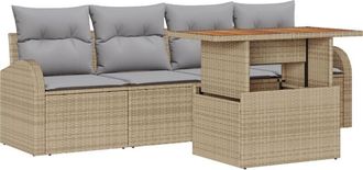 vidaXL Vidaxl - Garden Sofa Set 5 pcs Beige and light grey 100 x 55 x 73 cm