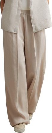 Reiss Vera Waistband Linen-Blend Wide Leg Pant