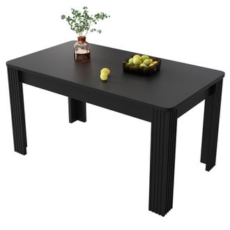 STILVORA Mesa De Comedor En Tablero De Part&iacute;culas Con 4 Patas Robustas, Veta De Madera Y Dise&ntilde;o Moderno - 116&times;65 Cm, Negro