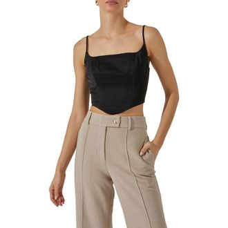 ASTR the Label Satin Corset Camisole in Black at Nordstrom Rack, Size X-Small