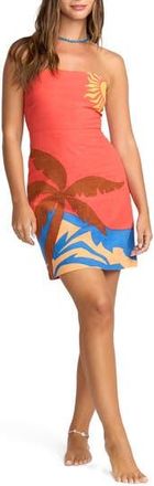 Billabong Bright Blooms Strapless Cotton & Linen Dress in Hibiscus at Nordstrom Rack, Size Small