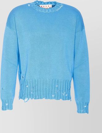 Marni crewneck sweater distressed ribbed cuffs