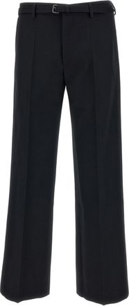 Dries Van Noten Black Preston Belted Straight-Leg Wool Trousers