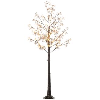 HOMCOM 6ft Artificial Gypsophila Blossom Tree Light with 96 Warm White LED Light - Baby Breath Flowers for Home Party Wedding - Indoor and Outdoor Use
