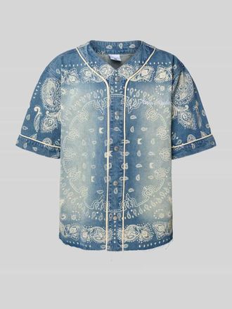 Karl Kani Jeanshemd mit Label-Stitching in Jeansblau, Gr&ouml;&szlig;e XL