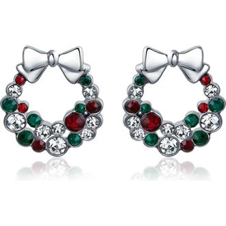 Bling Jewelry Christmas Wreath Earrings in Green at Nordstrom Rack