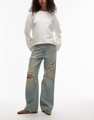 Levi's Middy Loose Boot - Jeans bootcut taglio ampio con strappi lavaggio vintage chiaro-Blu