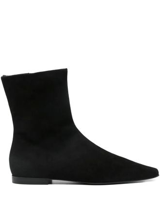 Toteme zipped suede pointed-toe boots - Black