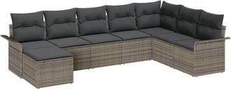 vidaXL Garden Sofa Set with Cushion 8 pcs Grey Poly rattan vidaXL