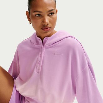 Nike Womens Nike Sportswear Phoenix Fleece Oversized Henley Hoodie in Pink | IF7372-663
