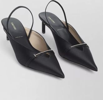 Tom Ford satin mules straight heel pointed toe buckle