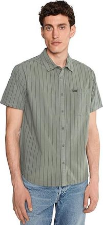 Rvca Dayshift Workwear Stripe Short Sleeve Mens Clothing Sage Leaf : 2XL, Cotton/Polyester
