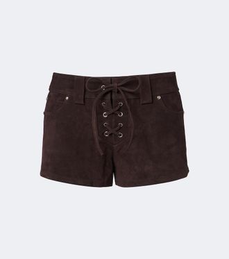 Staud Geo suede shorts