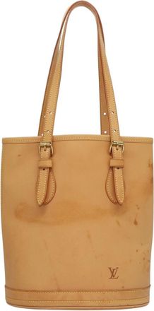 Louis Vuitton Bucket Pm Beige Leather Shoulder Bag (Pre-Owned)