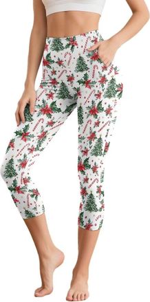 Generic Womens Santa Cotton Leggings Sport Christmas Workout Yoga Pants Trendy Soft & Slim Tummy Control Xmas Tights Christmas Costumes Skimpy Casual Graphic 