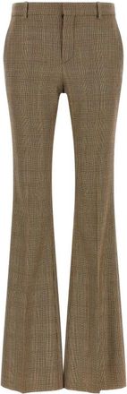 Saint Laurent Flared Wool Broeken - Dames - Wijde Broeken - Bruin - 2XS - Wol - Broeken