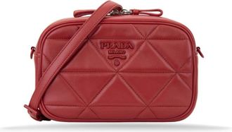 Prada Gewatteerde Schoudertas - Dames - Schoudertassen - Rood - ONE Size - Leer - Tassen