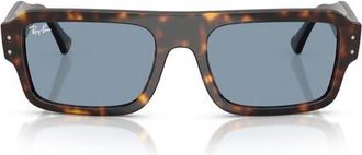 Ray-Ban 56mm Rectangular Sunglasses in Havana /Blue at Nordstrom