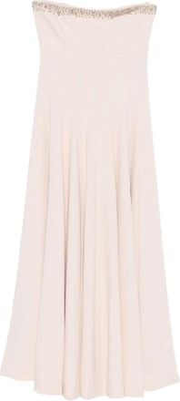 Costarellos Costarellos, Kleedjes, Dames, Roze, S, Polyester, Poederroze Kralenrand Strapless Jurk
