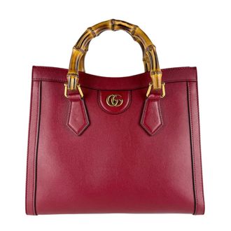 Gucci Red Color Leather Handbag Shoulder Bag Tote Bag (Pre-Owned)