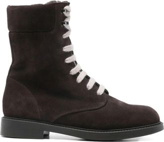Doucal's Brown Lace-Up Suede Ankle Boots