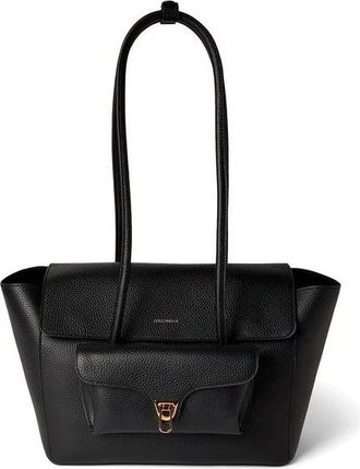 Coccinelle Double Beat Handtas Gekorreld Leer - Dames - Schoudertassen - Zwart - ONE Size - Leer - Tassen